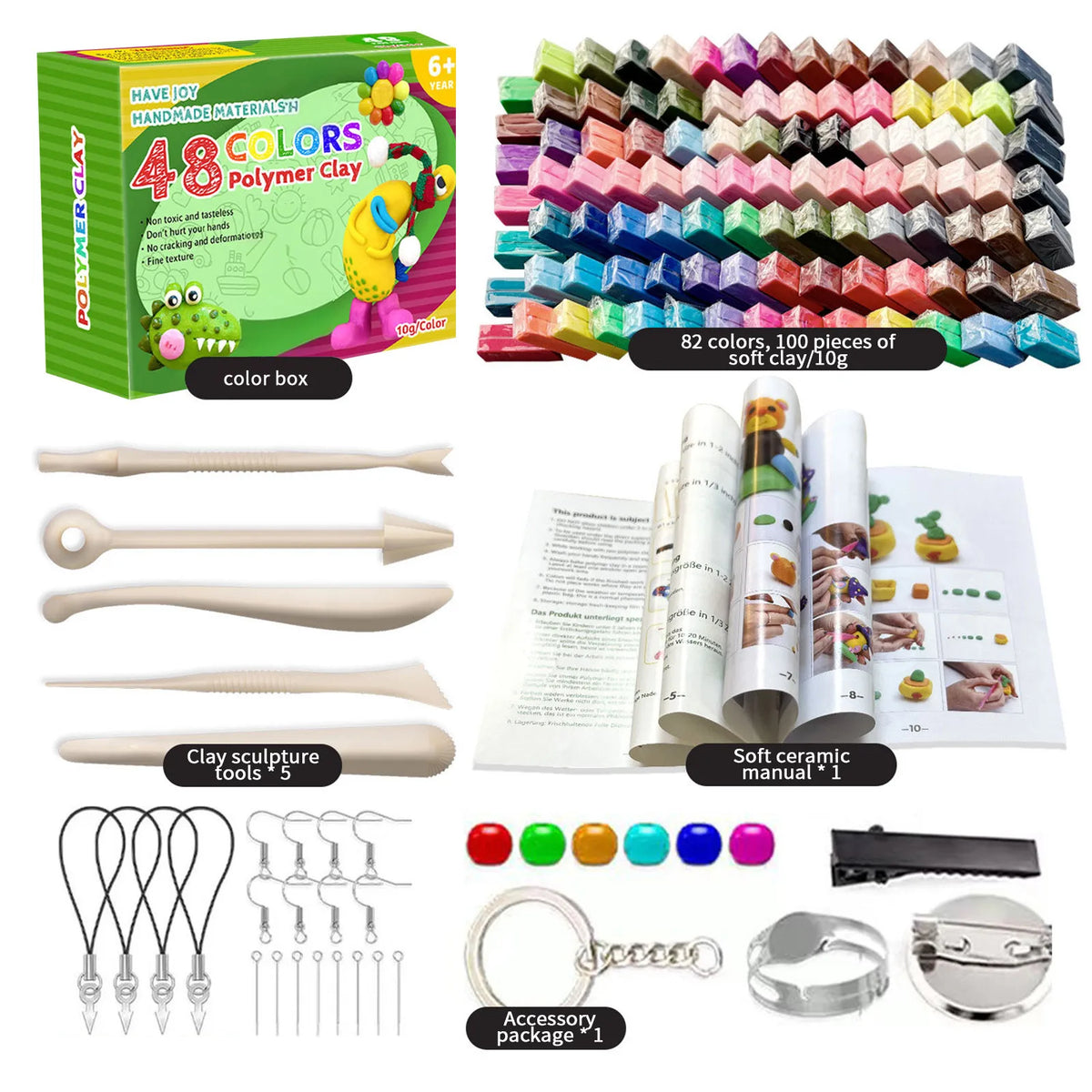 Colors Polymer Clay Blocks With Tools Kit Molding Craft Oven Bake Beginer Kids Diy Earrings Dolls Jewerly Accessories - CarrieOnExpress