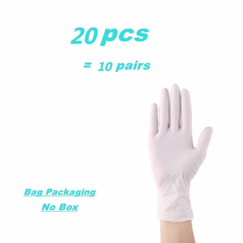20/50/100PCS Disposable White Nitrile Gloves Household Cleaning Gloves Kitchen Cooking Tattoo Pet Tools Waterproof Latex Free - CarrieOnExpress