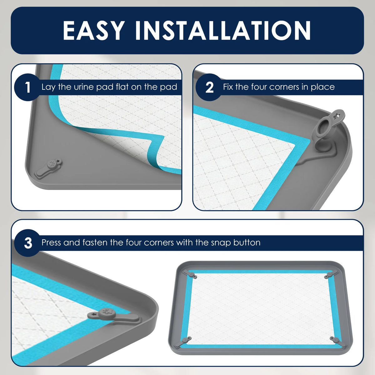 Pet Pee Pad Holder Silicone Dog Urine Pad holder with Corner Snaps Leak Proof Puppy Pee Tray Mat Dog Training Mat Pet Supplies - CarrieOnExpress