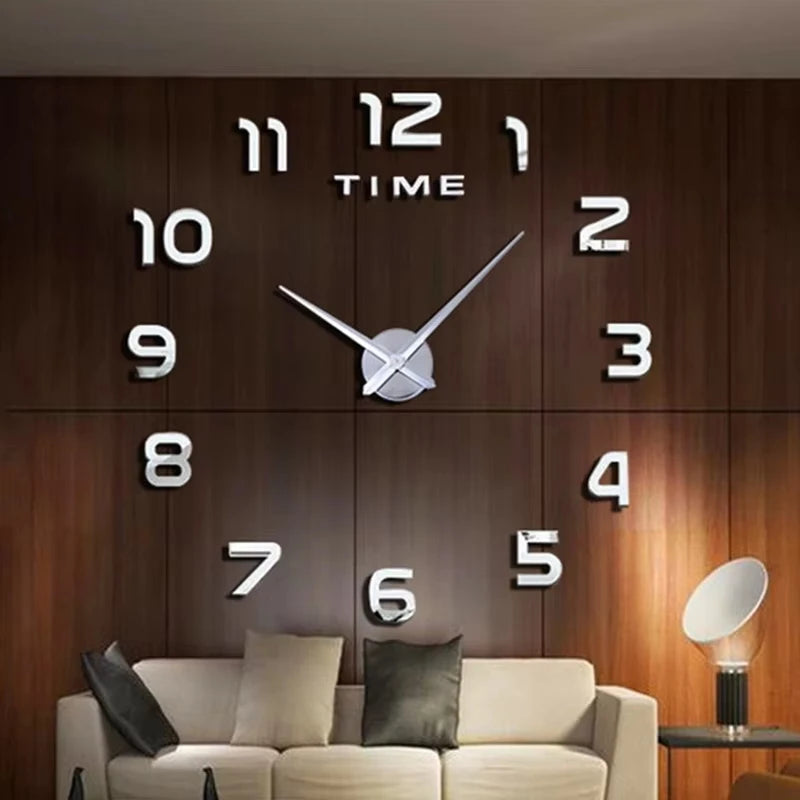 Soundless 90 To 120cm Large-sized 3D Number Poster Home Decoration DIY Wall Clock For Living Room Bedroom Study Hotel Big Decor - CarrieOnExpress
