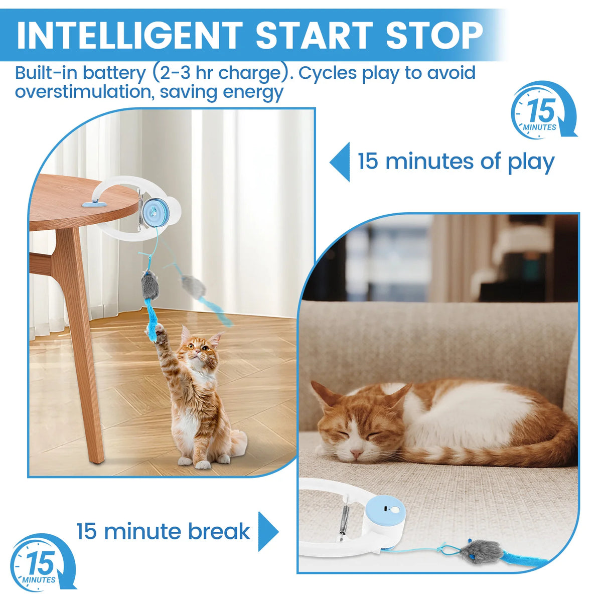 Auto-Rebound Hanging Cat Toy, Interactive Self-Play Door Toy for Cats and Kittens with 3 Catnip Mice - CarrieOnExpress