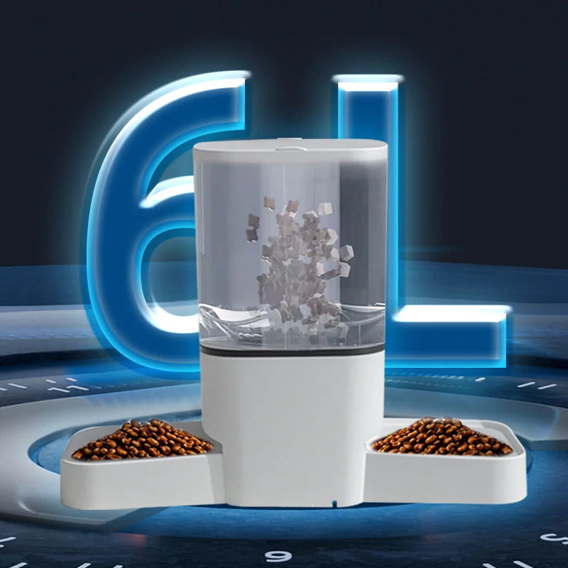 Automatic pet feeder 6L capacity smart timer Tuya control food dispenser with stainless steel bowl dog and cat feeding supplies - CarrieOnExpress