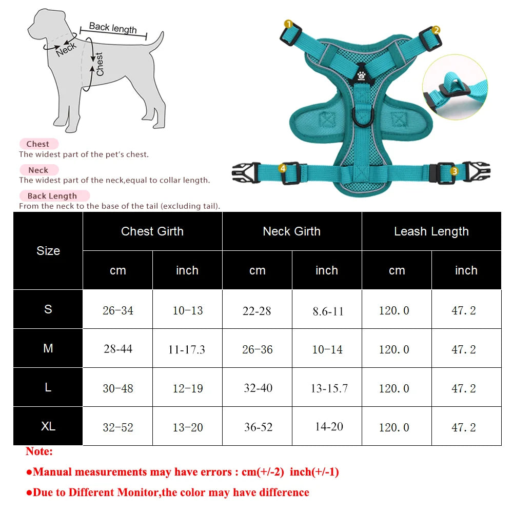 1PC Cats Harness Leash For Small Dogs Cat Outdoor Reflective Adjustable Kitten Traction Device Tactical Training Pet Supplies - CarrieOnExpress