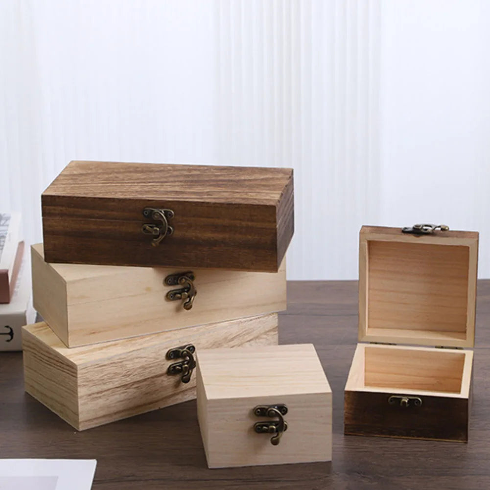 Square Wooden Storage Box With Lid Retro Flip-top Wooden Box Giving Box 10*10*6CM Jewelry Organizer Box For Home Decoration - CarrieOnExpress
