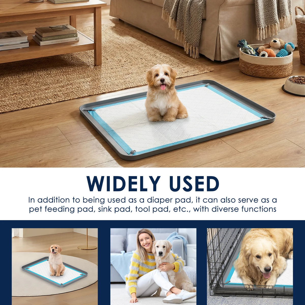 Pet Pee Pad Holder Silicone Dog Urine Pad holder with Corner Snaps Leak Proof Puppy Pee Tray Mat Dog Training Mat Pet Supplies - CarrieOnExpress