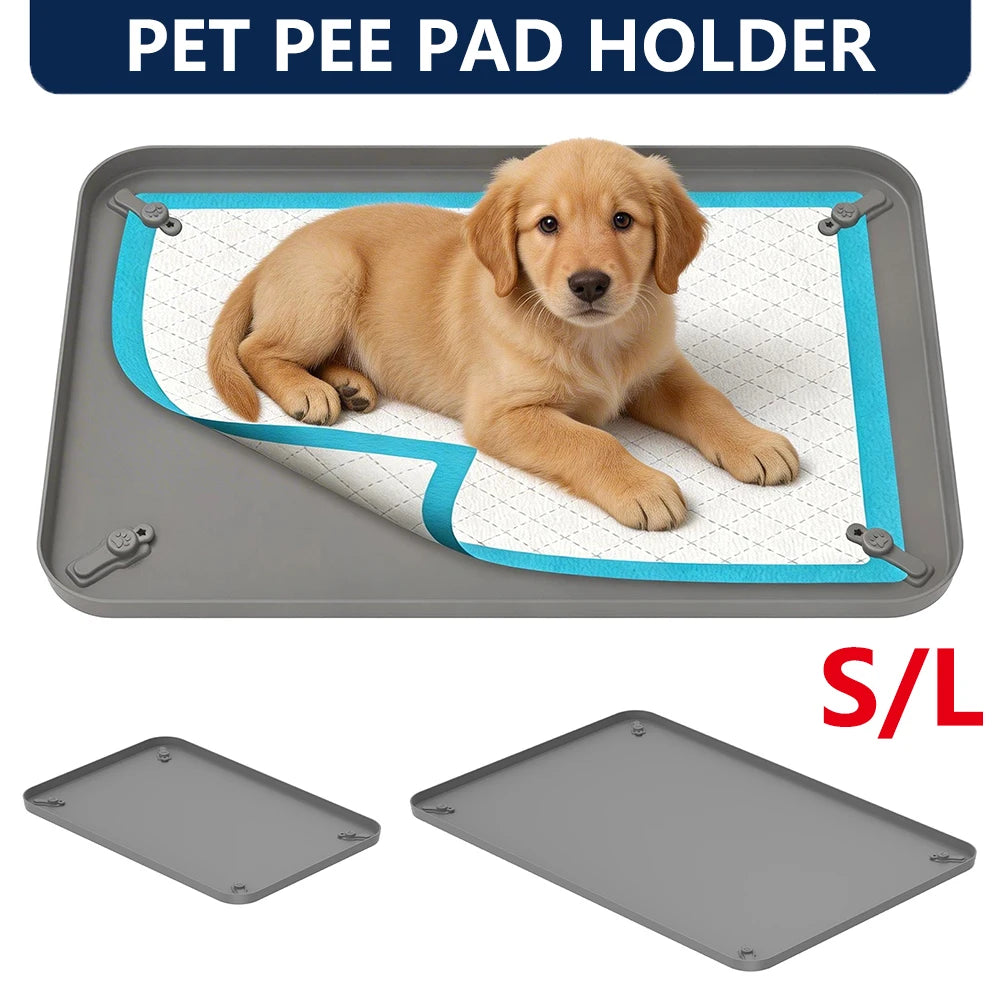 Pet Pee Pad Holder Silicone Dog Urine Pad holder with Corner Snaps Leak Proof Puppy Pee Tray Mat Dog Training Mat Pet Supplies - CarrieOnExpress