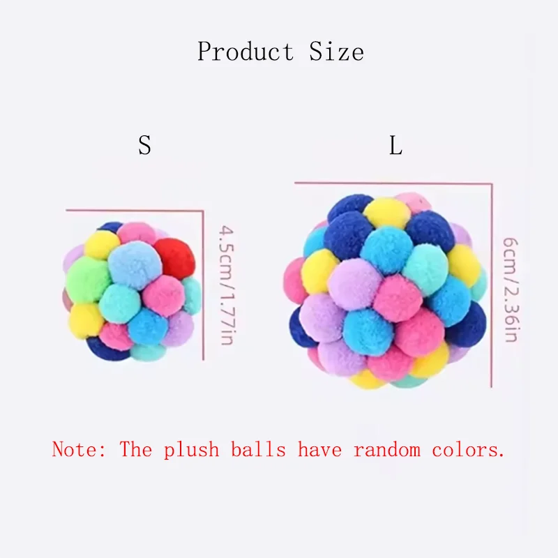 1/3Pcs Hot Cat Toys Pet Toy Cat Plush Ball Toys Pet Bouncy Bell Ball Toy Colorful Pompoms Pet Supplies Random Color Woolen Hot - CarrieOnExpress