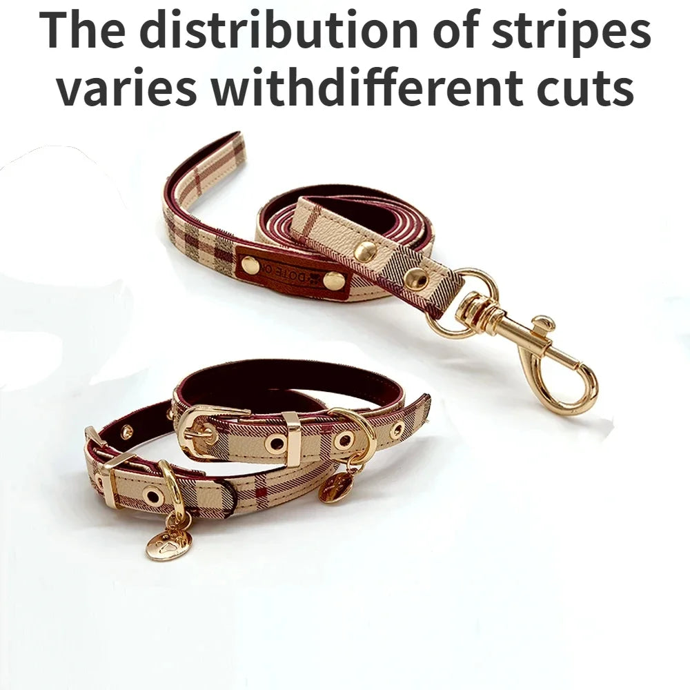 Pet Collar and Leash Set Leather Fashion Adjustable Collars for Dogs Pet Supplies Collars for Medium and Large Dogs Gift for Dog - CarrieOnExpress