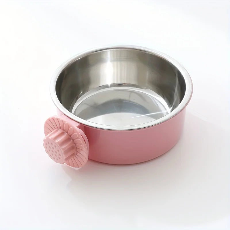 Dog Bowl Anti-tip Fixed Hanging Dog Bowl Dog Cage Stainless Steel Drinking Bowl Pet Bowl Pet Supplies - CarrieOnExpress