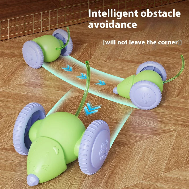 Electric Mouse Car Pet Toys Interactive Cat Toy Rechargeable Automatic Teaser with Intelligent Obstacle Avoidance Pet Products - CarrieOnExpress