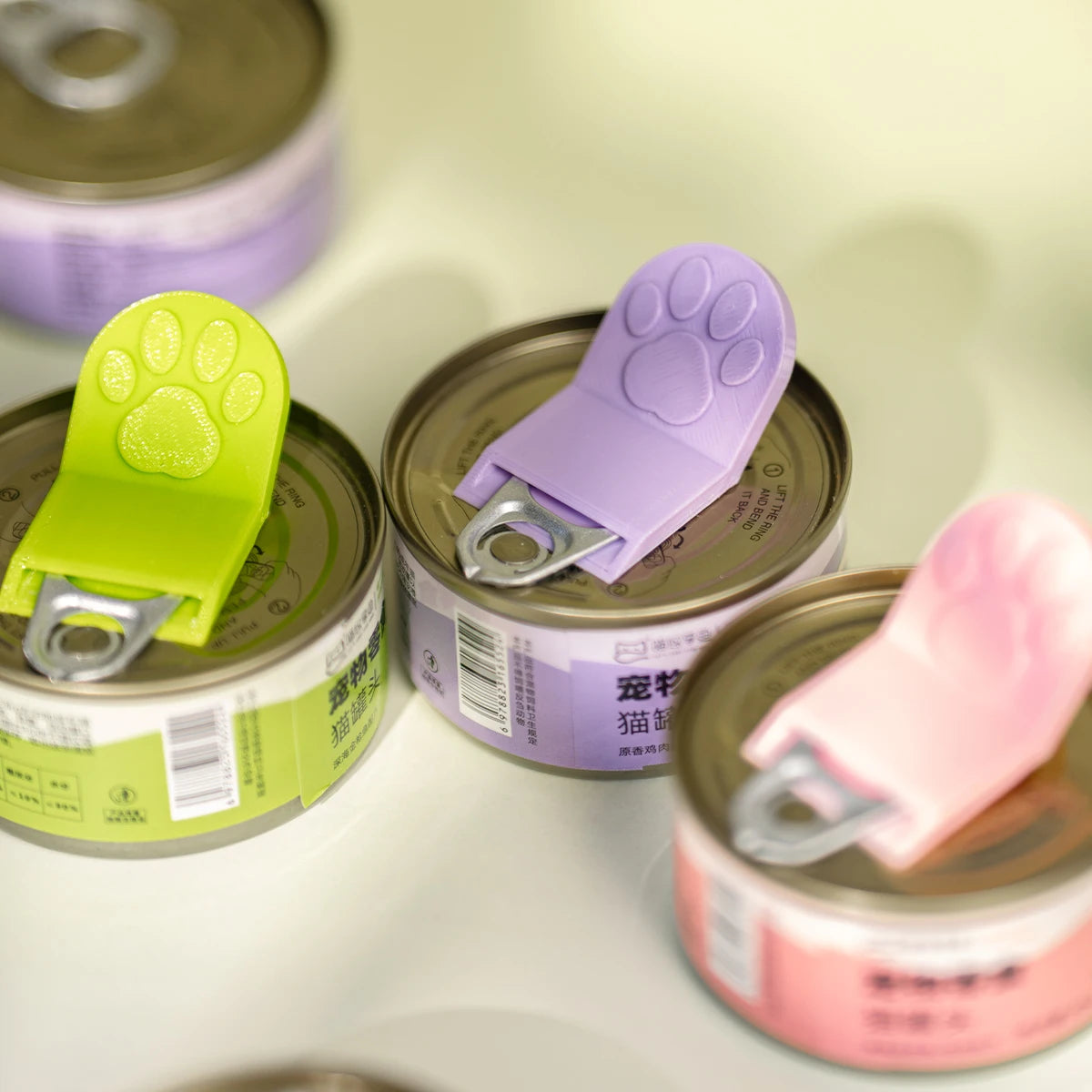 Cute Cat Paw Pet Food Can Opener Easy Ring Pull Opener Tool for Cat Dog Canned Food Protect Nails Ergonomic Kitchen Accessories - CarrieOnExpress