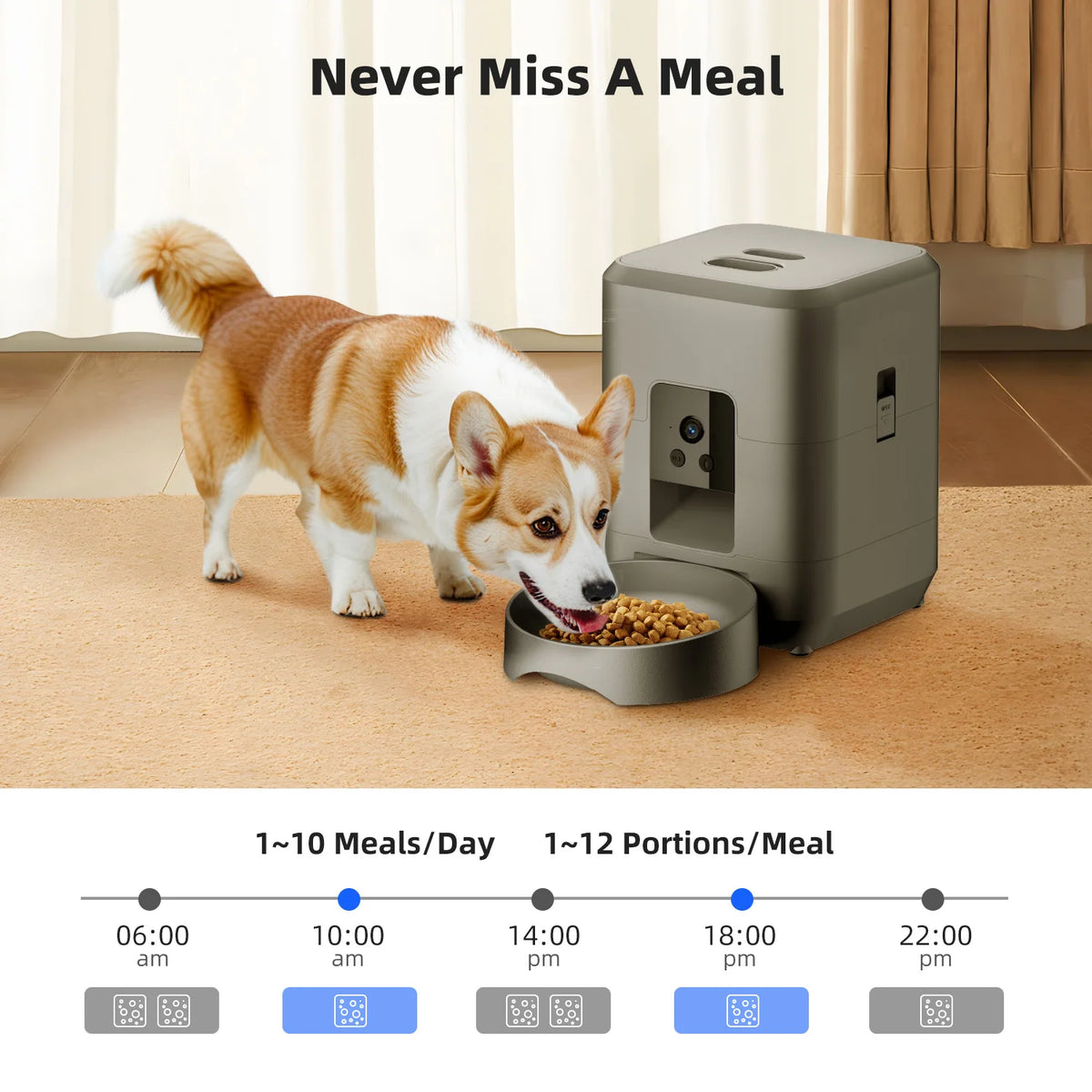 2L Automatic Pet Feeder Cat Smart Pet Feeder Wi-Fi & Camera Controlled feeder Dog & Cat Food Dispenser Remote App (No 5V 2A plug - CarrieOnExpress