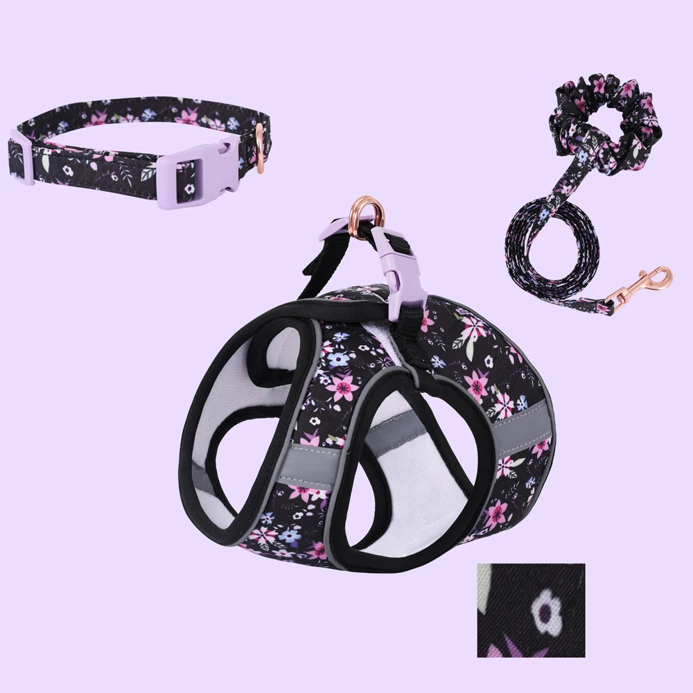 Small Dog Harness Leash Set Cute Traction Bracelet Medium Cat Collar Suit Soft Puppy Vest Harness Adjustable Pet Accessories - CarrieOnExpress