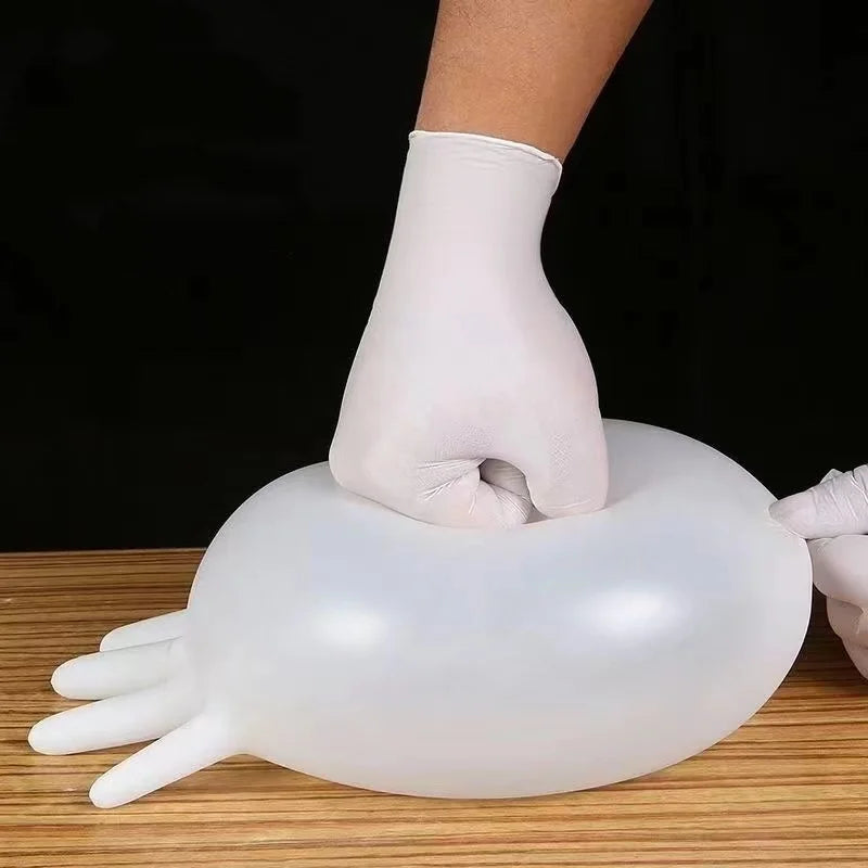 20/50/100PCS Disposable White Nitrile Gloves Household Cleaning Gloves Kitchen Cooking Tattoo Pet Tools Waterproof Latex Free - CarrieOnExpress