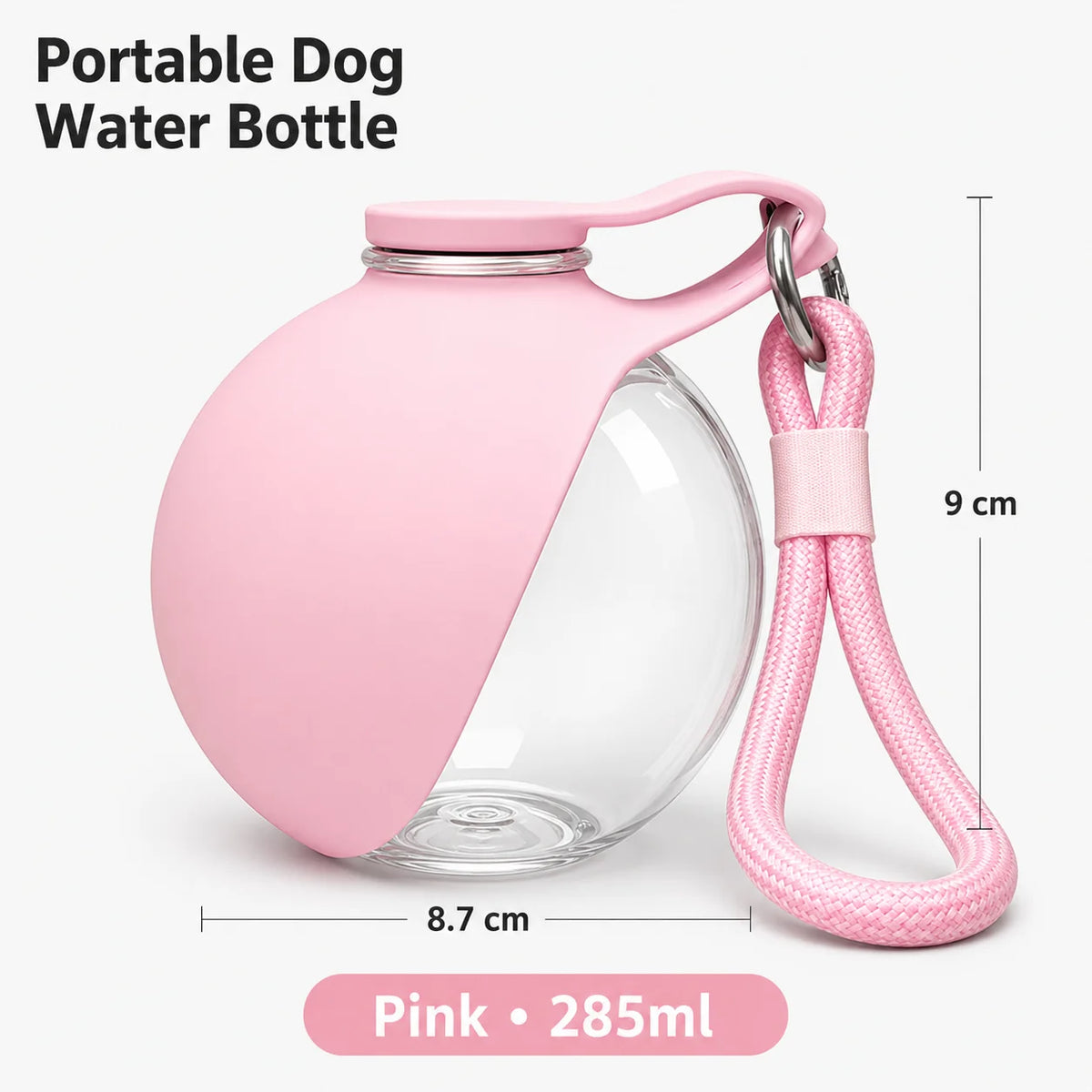 285ML Leak-Proof Feeder Dogs Bottle,Portable Dog Drinker 2-in-1 Stainless Steel Silicon Lightweight Travel Pet Supplies - CarrieOnExpress