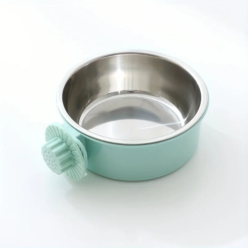 Dog Bowl Anti-tip Fixed Hanging Dog Bowl Dog Cage Stainless Steel Drinking Bowl Pet Bowl Pet Supplies - CarrieOnExpress