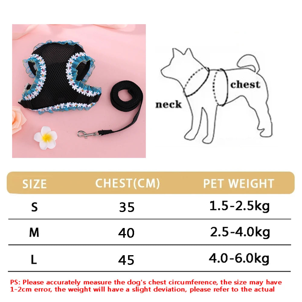 Small Dog Harness Leash Set Cute Traction Bracelet Medium Cat Collar Suit Soft Puppy Vest Harness Adjustable Pet Accessories - CarrieOnExpress