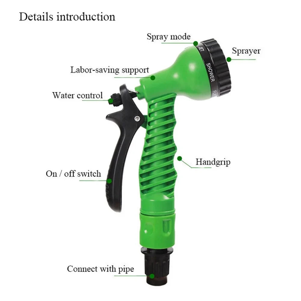 Retractable Garden Hose with 7-Function Spray Nozzle – Lightweight Flexible Hose for Outdoor Use - CarrieOnExpress
