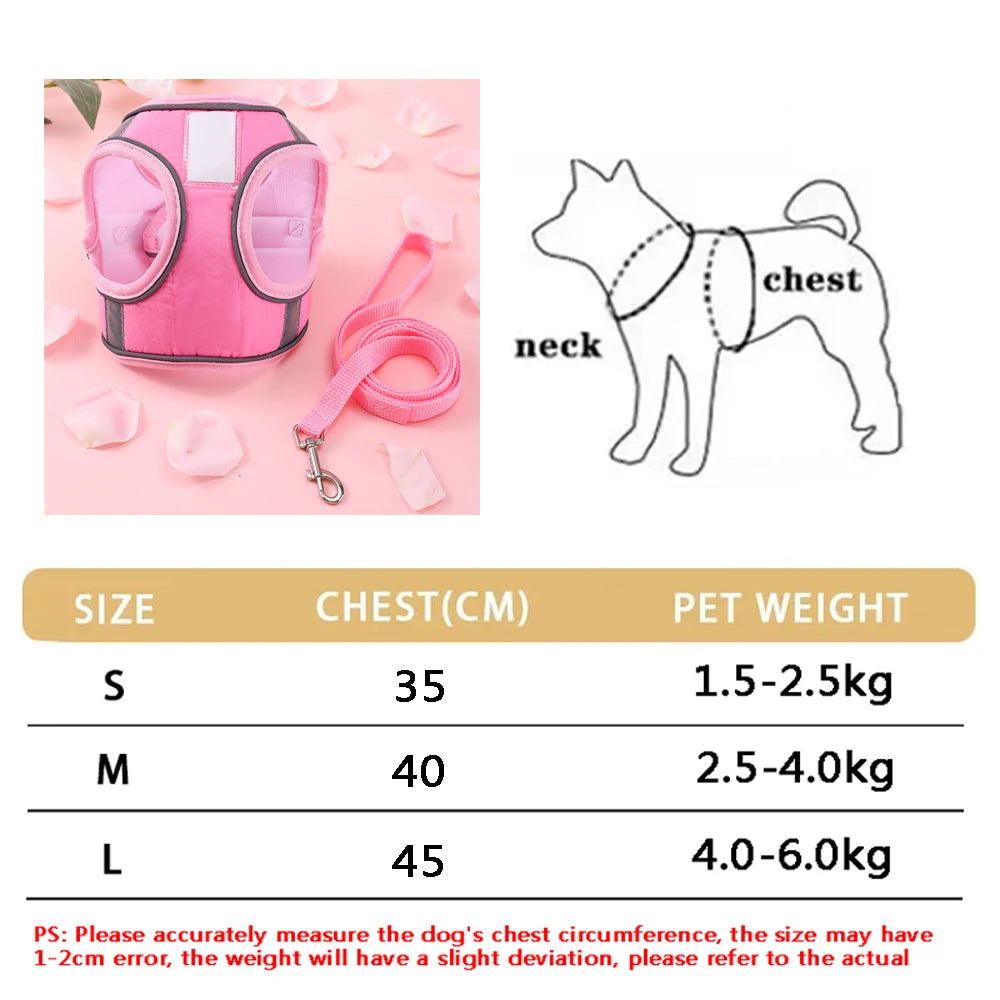 Small Dog Harness Leash Set Cute Traction Bracelet Medium Cat Collar Suit Soft Puppy Vest Harness Adjustable Pet Accessories - CarrieOnExpress