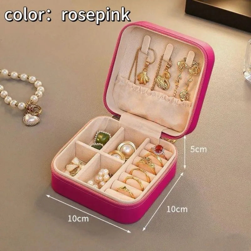 Mini Travel Jewelry Box, Portable Organizer for Rings, Earrings & Necklaces - CarrieOnExpress