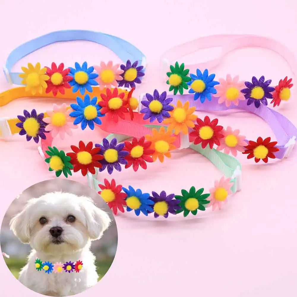 50PCS Colorful Dog Bowties Flower Accessories For Small Dog Bow Ties Collars Fashion Sunflower Puppy Bows Pet Supplies Wholesale - CarrieOnExpress
