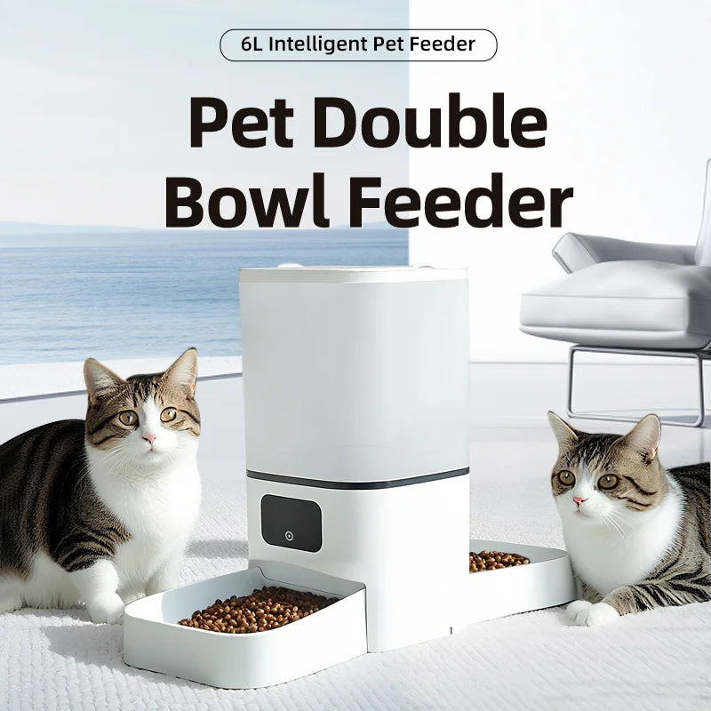 Automatic pet feeder 6L capacity smart timer Tuya control food dispenser with stainless steel bowl dog and cat feeding supplies - CarrieOnExpress