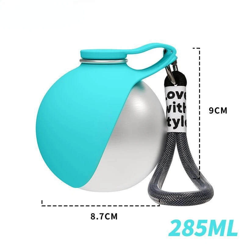 285ML Leak-Proof Feeder Dogs Bottle,Portable Dog Drinker 2-in-1 Stainless Steel Silicon Lightweight Travel Pet Supplies - CarrieOnExpress