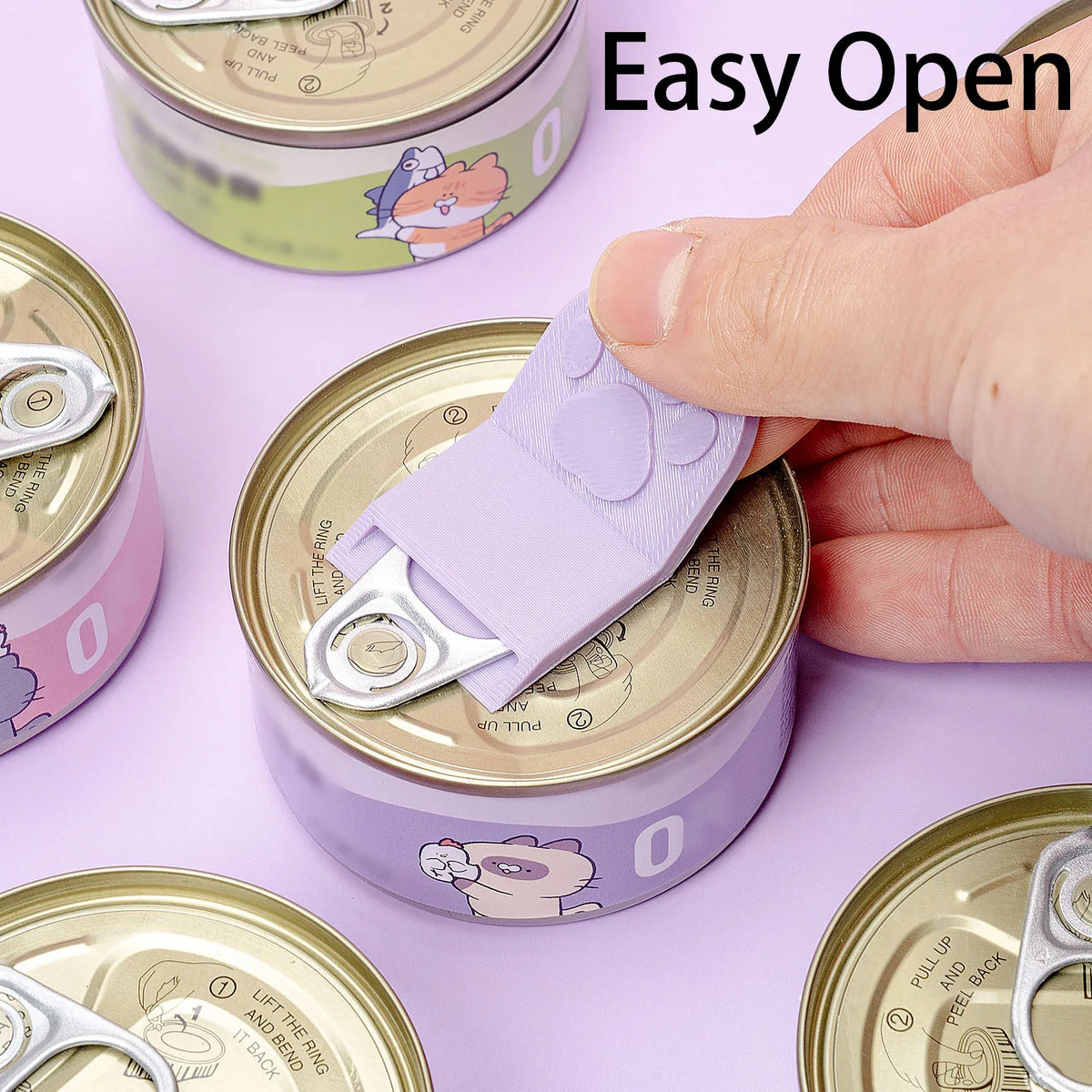 Cute Cat Paw Pet Food Can Opener Easy Ring Pull Opener Tool for Cat Dog Canned Food Protect Nails Ergonomic Kitchen Accessories - CarrieOnExpress