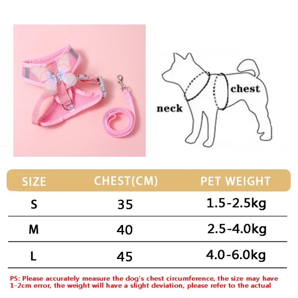 Small Dog Harness Leash Set Cute Traction Bracelet Medium Cat Collar Suit Soft Puppy Vest Harness Adjustable Pet Accessories - CarrieOnExpress