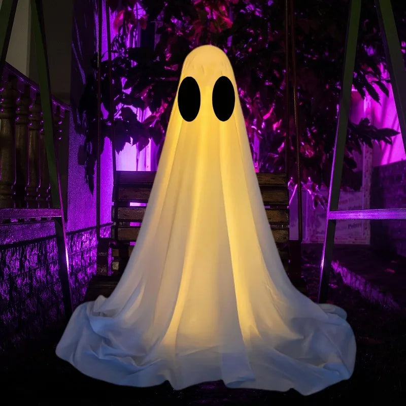 Spooky Ghost Yard Decor with Witch Hat for Halloween Displays - CarrieOnExpress