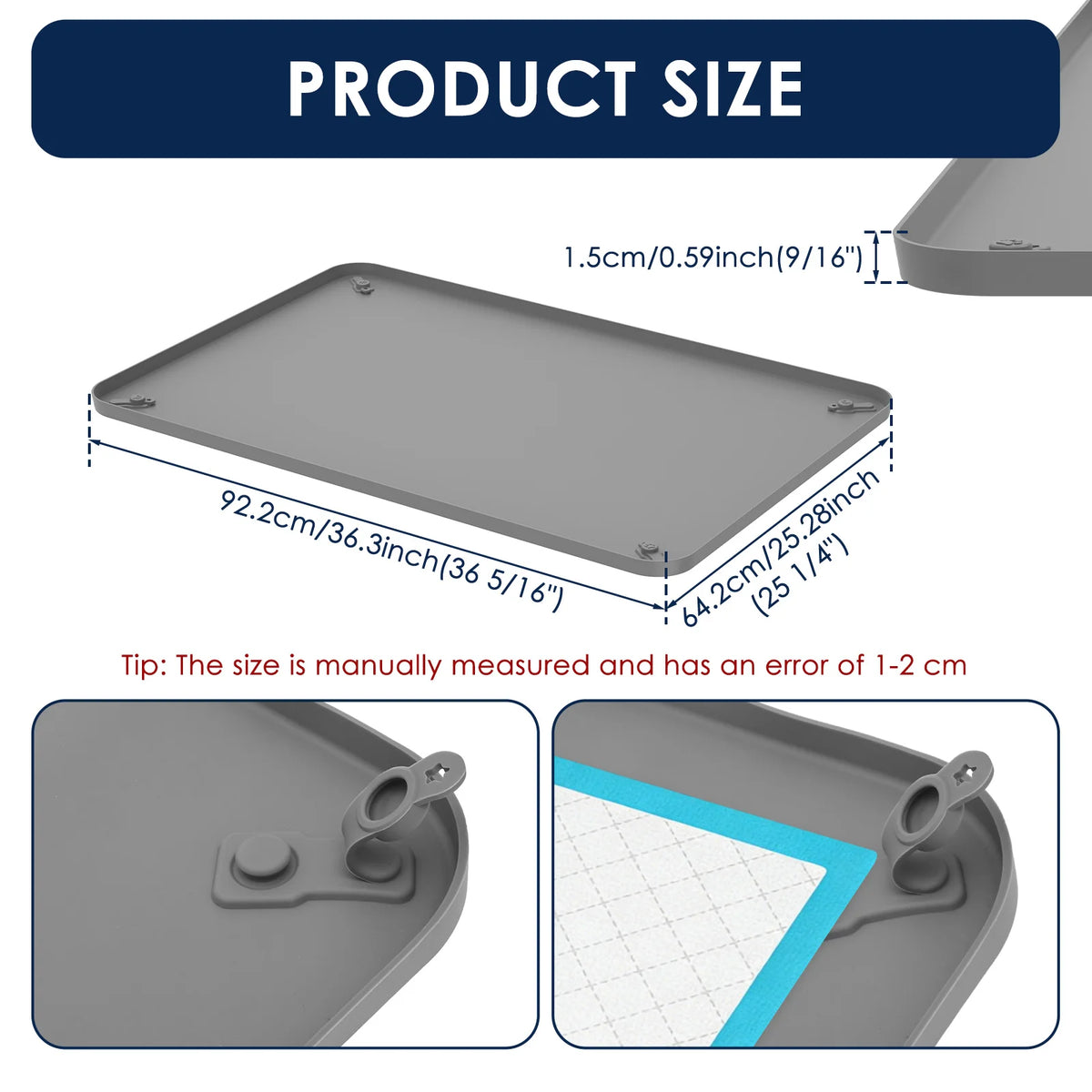 Pet Pee Pad Holder Silicone Dog Urine Pad holder with Corner Snaps Leak Proof Puppy Pee Tray Mat Dog Training Mat Pet Supplies - CarrieOnExpress