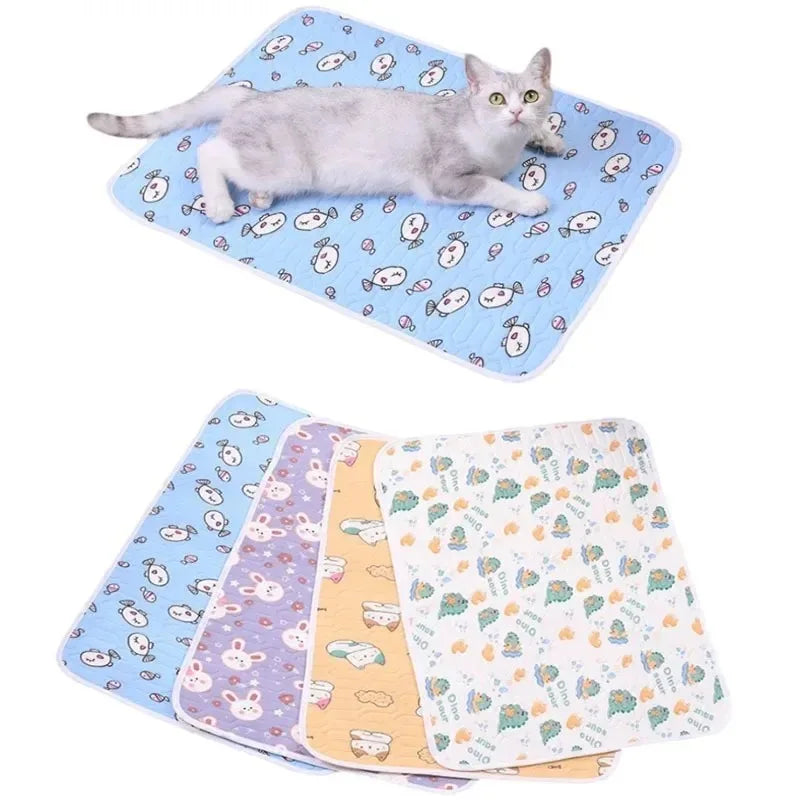 Pet Summer Cooling Beds Mats Cute Cartoon Pattern Cat Dog Sleeping Mat Kennel Ice Silk Cool Pad Floor Sofa Blanket Pet Supplies - CarrieOnExpress