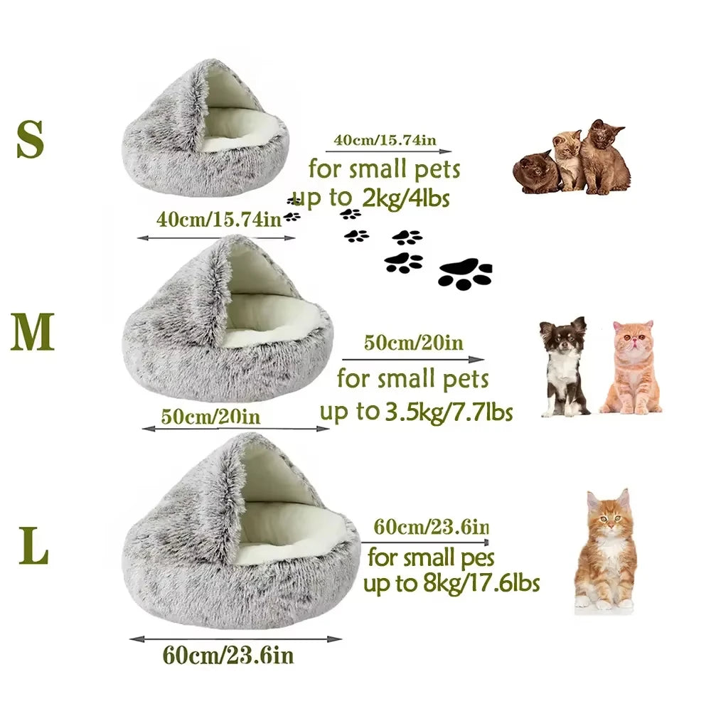 soft plush pet bed and pet bed Winter warm and cold plush comforter nest Shell cat nest semi-enclosed cat nest - CarrieOnExpress